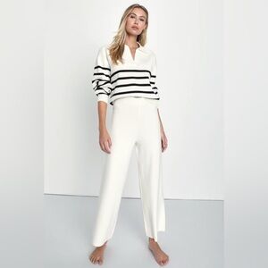 Ivory Wide Leg Sweater Pants